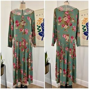 Vintage 80’s/90’s Floral Drop Waist Maxi dress
